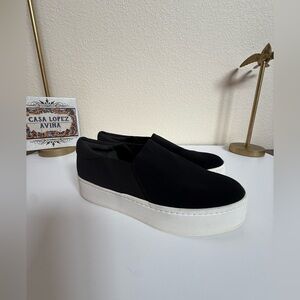 VINCE Warren Slip-On Platform Sneakers Black Women’s Luxe Minimalist $395